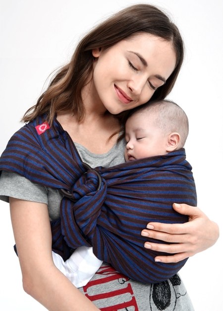 Blueberry Brownie Baby Ring Sling-Blue Brown Striped1
