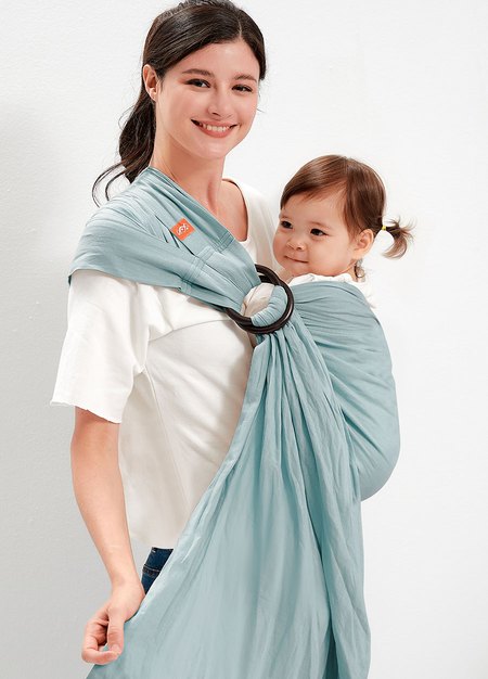 Solid Linen Baby Ring Sling-Blue Grey1