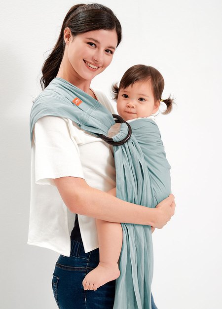 Solid Linen Baby Ring Sling-Blue Grey2