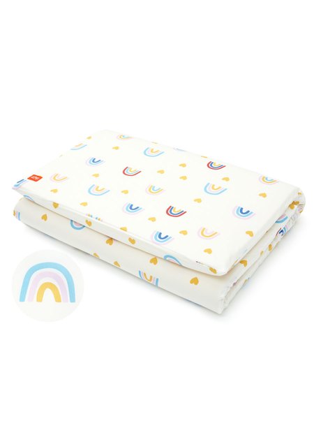 Cotton Printed Cot Sheets -Rainbow(120*60cm)-Mid Blue1