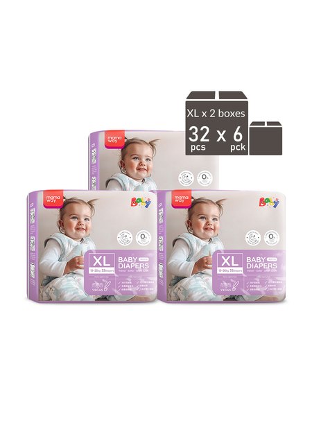 Mamaway Baby Diapers (XL, 32pcs x 6pck)