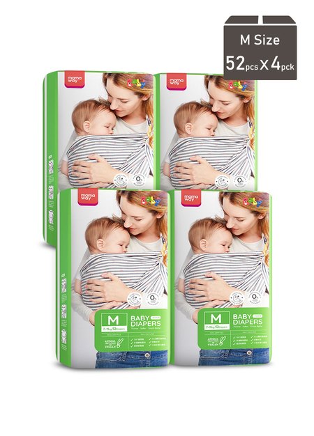 Mamaway Baby Diapers (M, 52pcs x 4pck)
