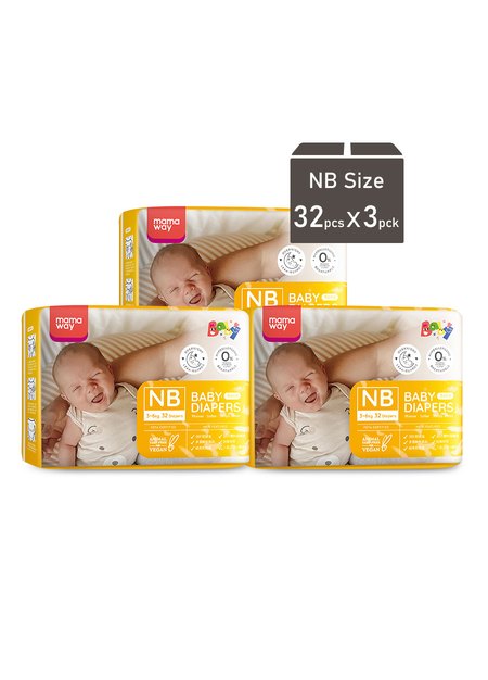 Mamaway Baby Diapers (NB, 32pcs x 3pck)