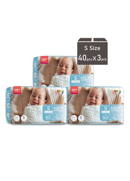 Mamaway Baby Diapers (S, 40pcs x 3pck)