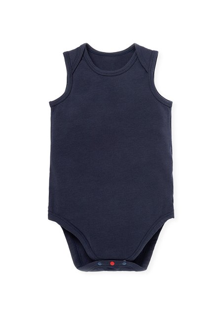 Baby Cotton Sleeveless Bodysuit 2 Pack-Navy3