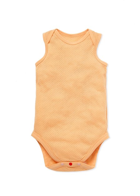 Baby Cotton Mesh Sleeveless Bodysuit 2 Pack-Orange2