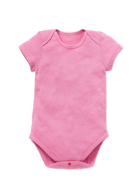Baby Cotton Mesh Short Sleeve Bodysuit 2 Pack-Rose2