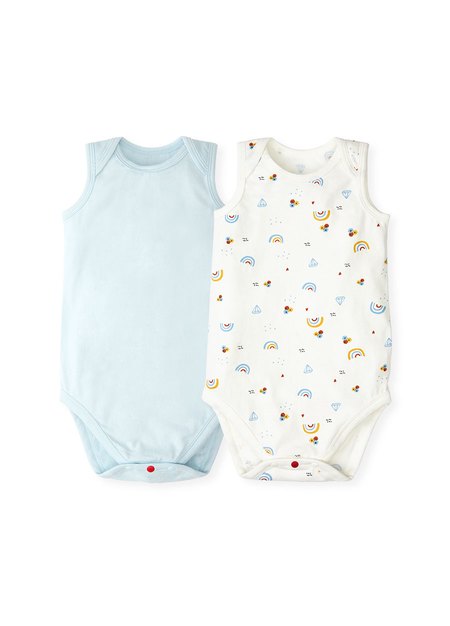 Baby Cotton Sleeveless Bodysuit 2 Pack-Light Blue1