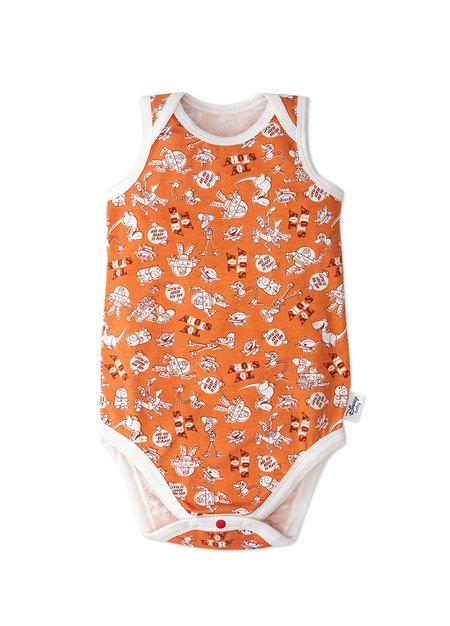 Baby Cotton Sleeveless Bodysuit 2 Pack-Orange3