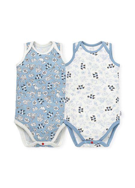 Baby Cotton Sleeveless Bodysuit 2 Pack-Mid Blue1