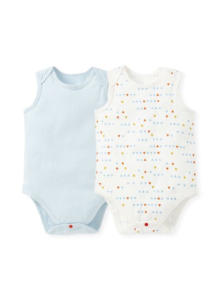 Geometry Baby Cotton Sleeveless Bodysuit 2 Pack-Light Blue1