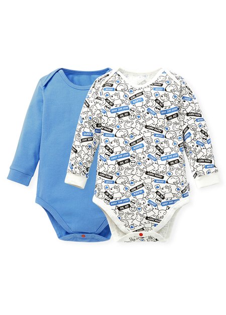 Label Peppa Pig Baby Cotton L/S Bodysuit 2 Pcs Pack-Blue1