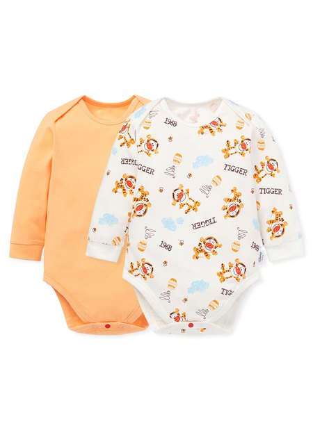 Disney Tigger Baby Cotton L/S Bodysuit 2 Pcs Pack-Orange1