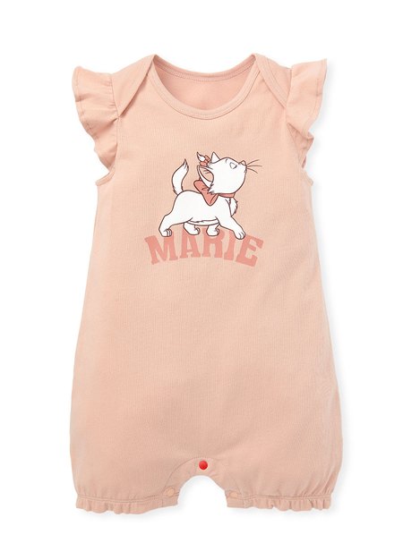 Disney Marie Baby Cotton Ruffle S/L Bodysuit-Coral1