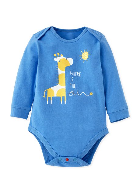 Little Giraffe Baby Cotton L/S Bodysuit-Blue1