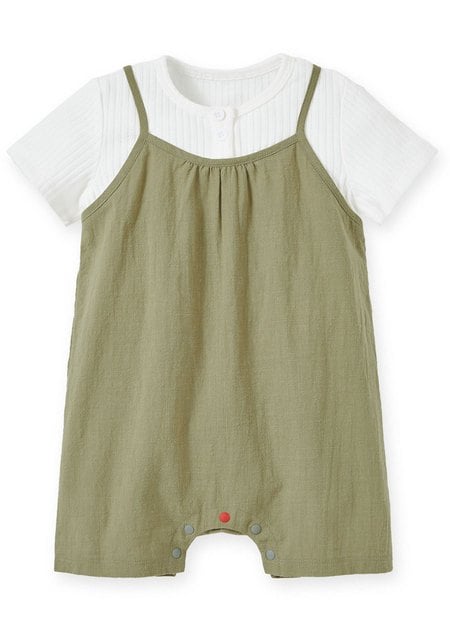 Baby Short Sleeve Romper-Olive1
