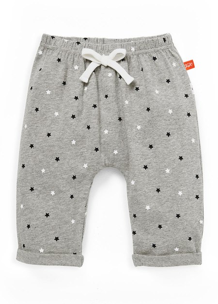 Twinkle Stars Baby Cotton Rolled Up Pants-Silver1