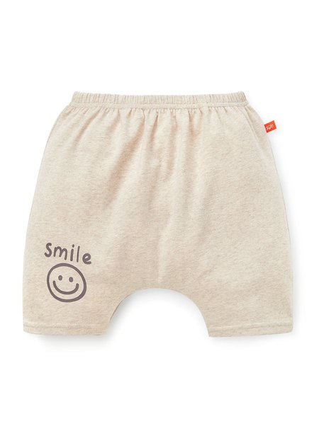 Baby Cotton Half Pants-Smile-Cream1