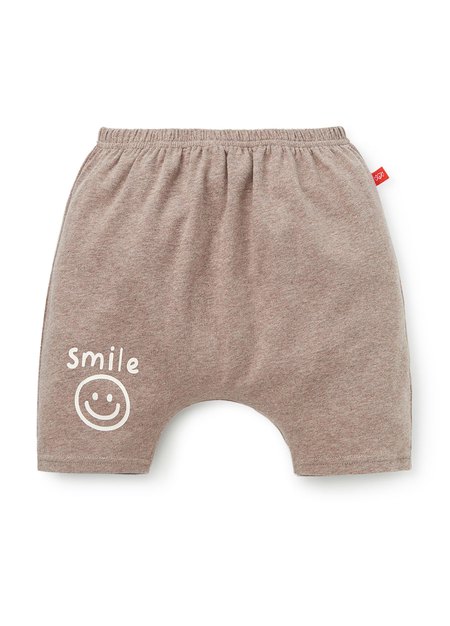 Baby Cotton Half Pants-Smile-Khaki1
