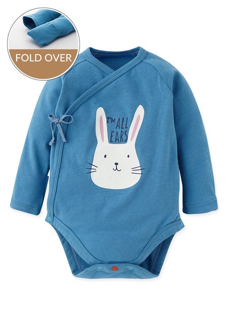 Baby Bunny Newborn Cotton L/S Bodysuit-Mid Blue1