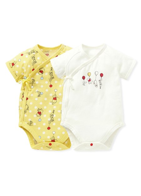 Disney Winnie The Pooh Newborn Cotton S/S Bodysuit 2 Pcs Pack-Yellow1