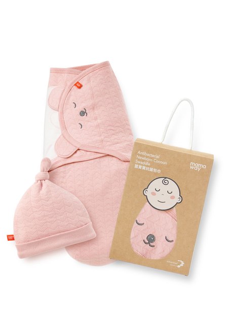 Antibacterial Newborn Cocoon Swaddle Gift Set-Sleeping Bear-Pink1