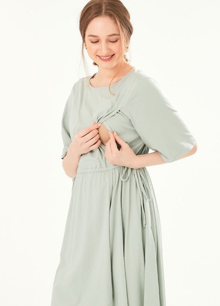 Drapey Maternity & Nursing Midi Dress-Sage Green2