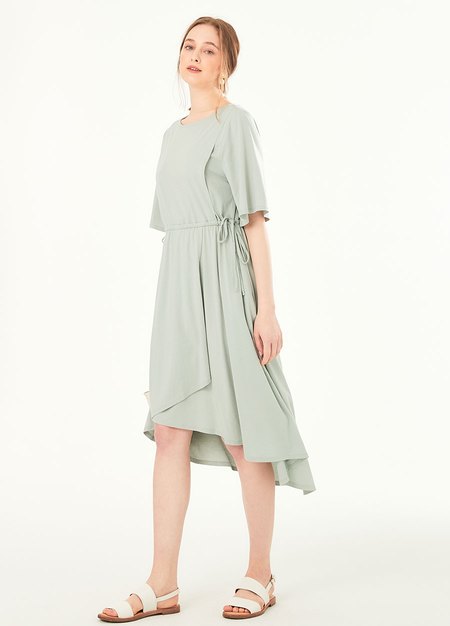 Drapey Maternity & Nursing Midi Dress-Sage Green4