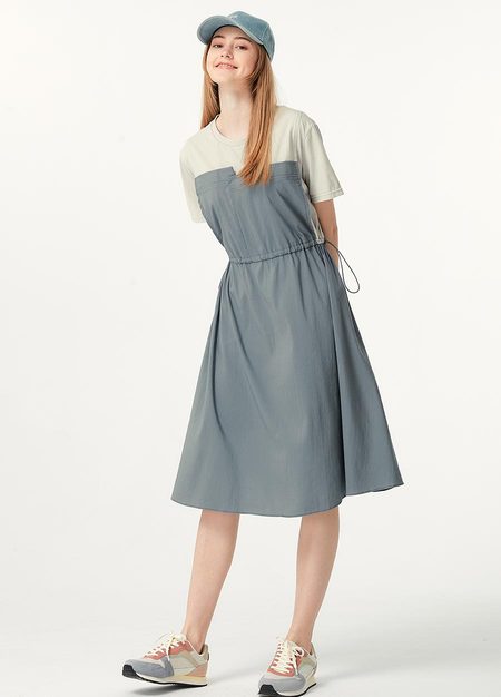 Patchwork M&N Dress-Blue Grey1