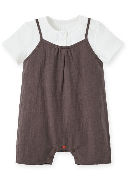 Baby Short Sleeve Romper-Taupe1