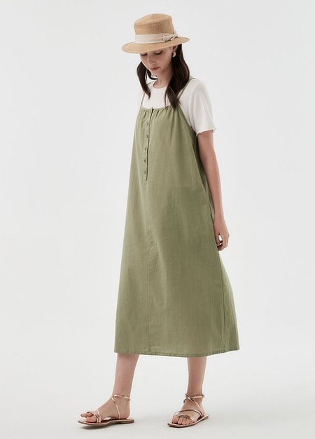 Buttoned Short Sleeve Maternity & Nursing Dress-Olive3