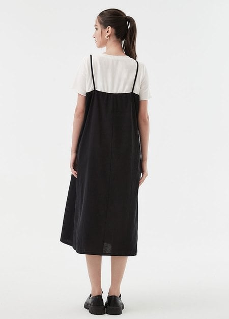 Buttoned Short Sleeve Maternity & Nursing Dress-Black3