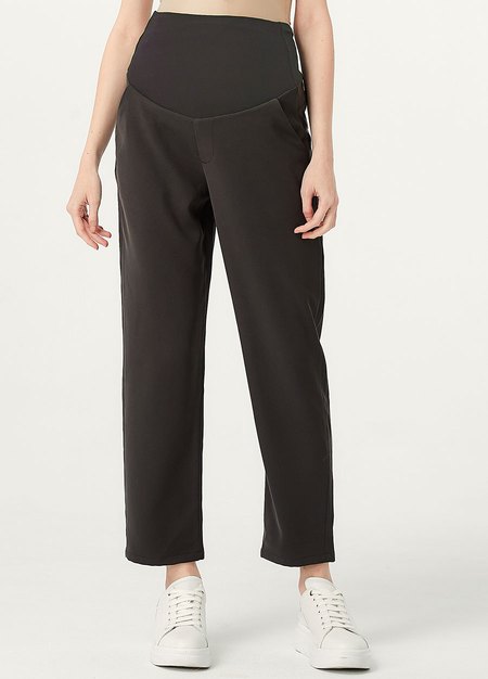 Cropped Maternity Slim Pants-Charcoal2