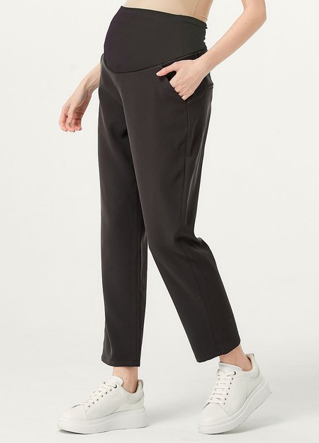 Cropped Maternity Slim Pants-Charcoal3