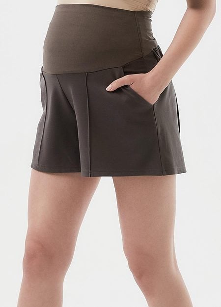 Comfort Stretch Maternity Shorts-Charcoal3