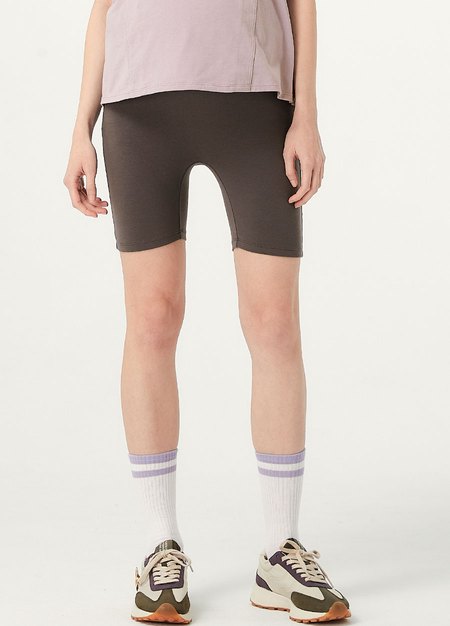 Ultra-Stretch Maternity Biker Shorts-Sand1