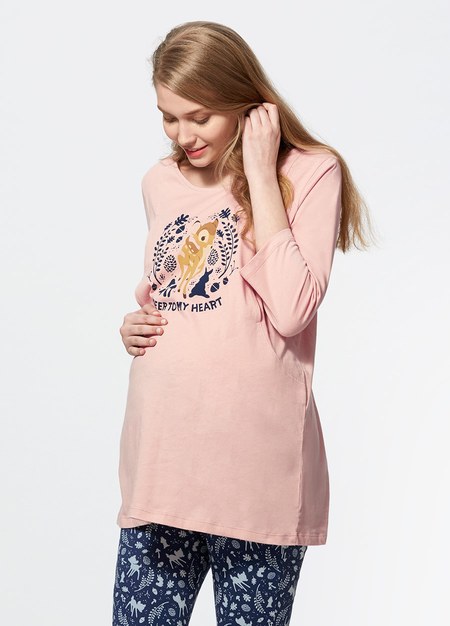 Bambi Maternity & Nursing Pyjama Set-Dusty Pink1