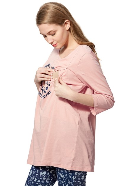 Bambi Maternity & Nursing Pyjama Set-Dusty Pink2