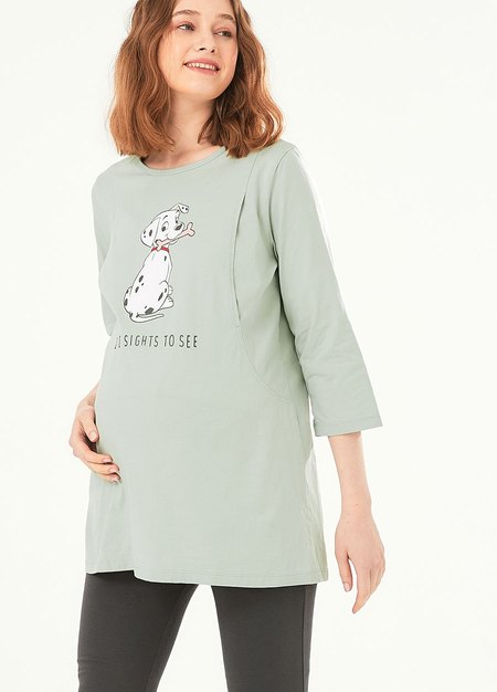 Disney 101 Dalmatians Maternity & Nursing Pyjama Set-Sage Green1
