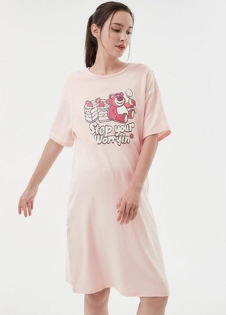 Disney Lotso Loves Dessert Maternity & Nursing Pyjama Dress-Pink3