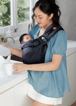 Solid Linen Baby Ring Sling - Navy