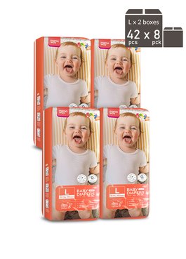 Mamaway Baby Diapers (L, 42pcs x 8pck) - L