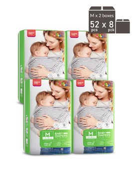 Mamaway Baby Diapers (M, 52pcs x 8pck) - M