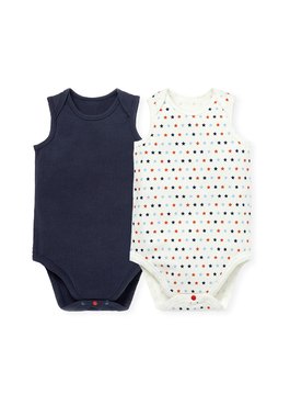 Baby Cotton Sleeveless Bodysuit 2 Pack - Navy