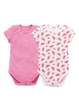 Baby Cotton Mesh Short Sleeve Bodysuit 2 Pack - Rose