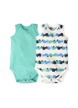 Baby Cotton Mesh Sleeveless Bodysuit 2 Pack - Sage Green
