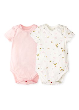 Baby Cotton Short Sleeve Bodysuit 2 Pack - Pink