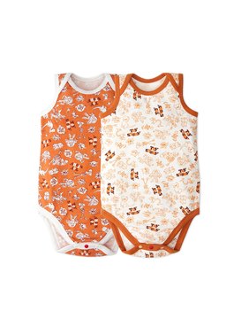 Baby Cotton Sleeveless Bodysuit 2 Pack - Orange