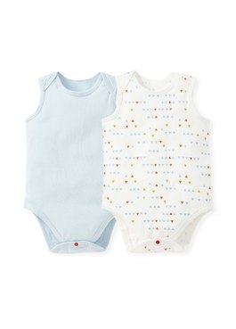 Geometry Baby Cotton Sleeveless Bodysuit 2 Pack - Light Blue