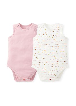 Geometry Baby Cotton Sleeveless Bodysuit 2 Pack - Pink